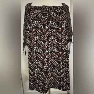 Women's Tunic Top Size 14/16 Black and Brown Animal Print     SKU 13